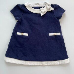 Janie and Jack Classic Navy Dress with White Trim